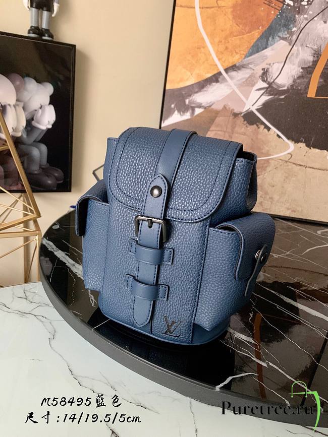 LV Christopher XS Taurillon Leather in Blue Bag