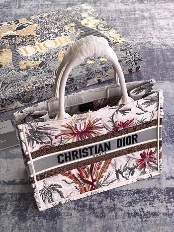 DIOR Book Tote Red Flower Embroidery 36cm