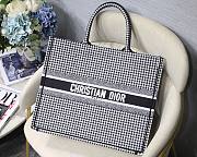 DIOR Book Tote Black and White Houndstooth Embroidery 41cm - 1