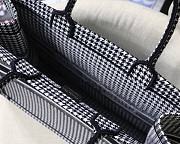 DIOR Book Tote Black and White Houndstooth Embroidery 41cm - 2
