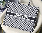 DIOR Book Tote Black and White Houndstooth Embroidery 41cm - 6