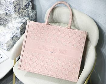 DIOR Book Tote Pink Cannage Embroidery 41cm