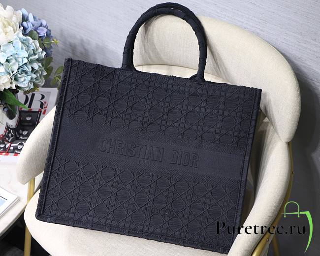 DIOR Book Tote Dark Blue Cannage Embroidery 41cm - 1