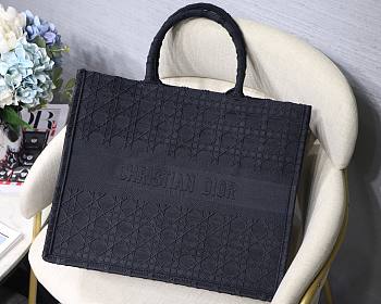DIOR Book Tote Dark Blue Cannage Embroidery 41cm