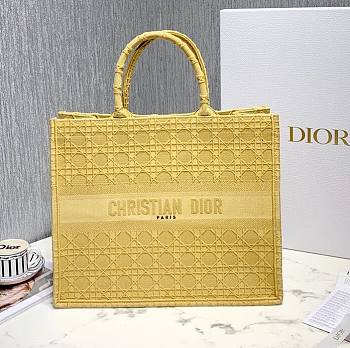 DIOR Book Tote Yellow Cannage Embroidery 41cm