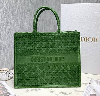 DIOR Book Tote Green Cannage Embroidery 41cm