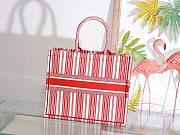 DIOR Book Tote Red Check'n'Dior Embroidery 41cm - 4