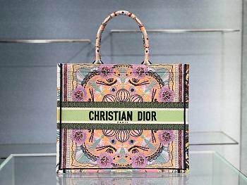 DIOR Book Tote Green Baloon Embroidery 41cm