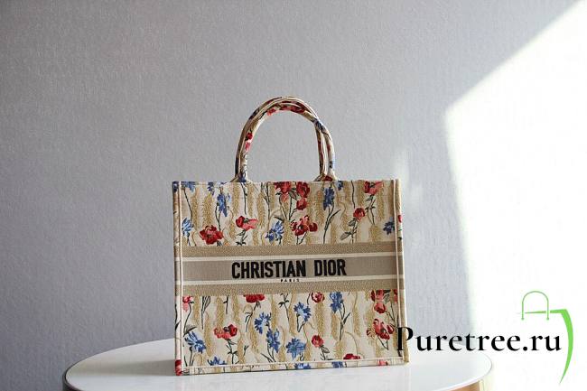 DIOR Book Tote Flower Embroidery 41cm - 1