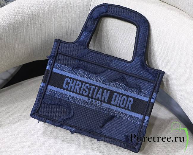 DIOR Book Tote Mini Embroidery Denim - 1