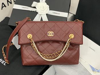 Chanel Quilted Calfskin Shopping Bag with Crystal Pearls Red 2020 | AS2213