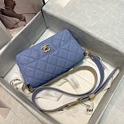 Chanel Quilted Grained Calfskin Flap Bag with Belt Strap Blue | AS2273  - 6