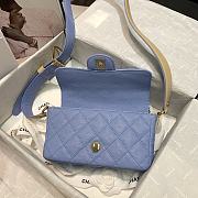 Chanel Quilted Grained Calfskin Flap Bag with Belt Strap Blue | AS2273  - 3