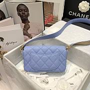Chanel Quilted Grained Calfskin Flap Bag with Belt Strap Blue | AS2273  - 2