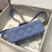 Chanel Quilted Grained Calfskin Flap Bag with Belt Strap Blue | AS2273  - 4