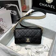 Chanel Quilted Grained Calfskin Flap Bag with Belt Strap Black | AS2273 - 2