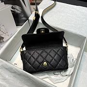 Chanel Quilted Grained Calfskin Flap Bag with Belt Strap Black | AS2273 - 3