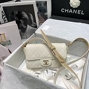 Chanel Quilted Grained Calfskin Flap Bag with Belt Strap White | AS2273 - 1