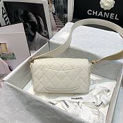 Chanel Quilted Grained Calfskin Flap Bag with Belt Strap White | AS2273 - 4