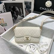 Chanel Quilted Grained Calfskin Flap Bag with Belt Strap White | AS2273 - 3