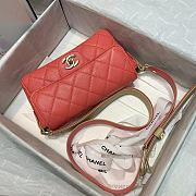 Chanel Quilted Grained Calfskin Flap Bag with Belt Strap Orange | AS2273 - 5