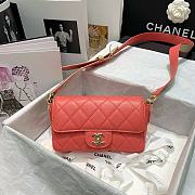 Chanel Quilted Grained Calfskin Flap Bag with Belt Strap Orange | AS2273 - 4