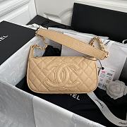 Chanel Grained Leather Hobo Bag Beige | B01960  - 1