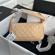 Chanel Grained Leather Hobo Bag Beige | B01960  - 4