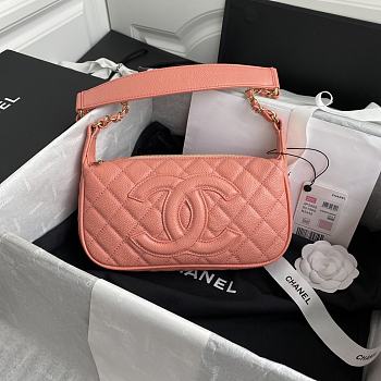 Chanel Grained Leather Hobo Bag Orange | B01960