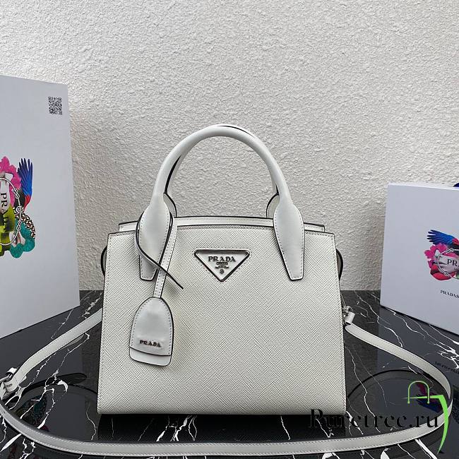 Prada Saffiano leather Kristen handbag white | 1BA297 - 1
