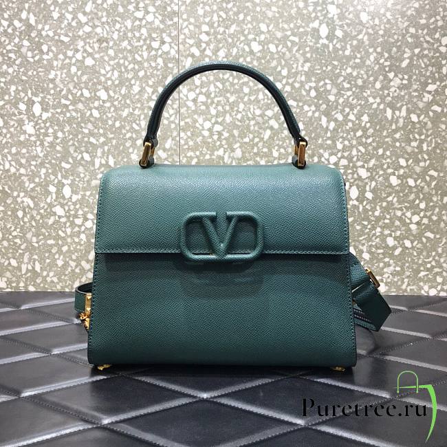 Valentino Medium Vsling Grainy Cafskin Handbag Blue | 2828 - 1