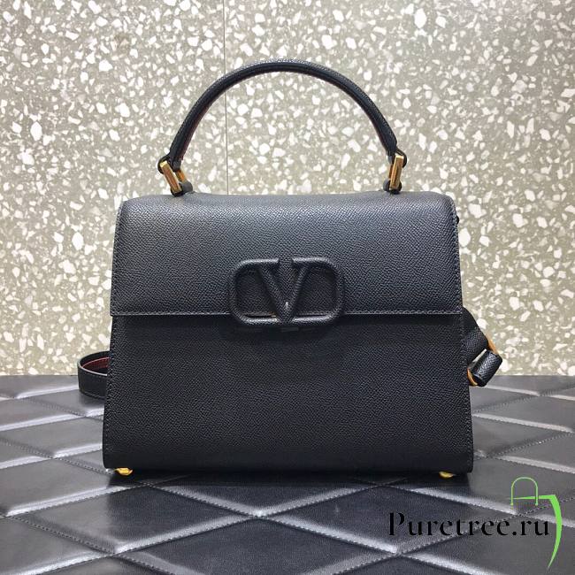 Valentino Medium Vsling Grainy Cafskin Handbag Black | 2828 - 1