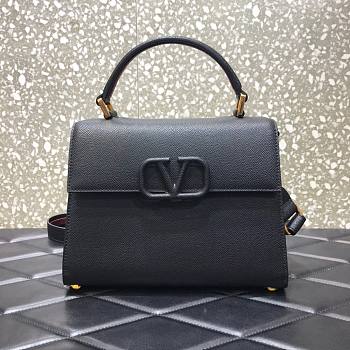 Valentino Medium Vsling Grainy Cafskin Handbag Black | 2828