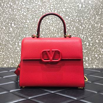 Valentino Medium Vsling Grainy Cafskin Handbag Red | 2828