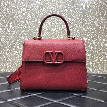 Valentino Medium Vsling Grainy Cafskin Handbag Deep Red | 2828