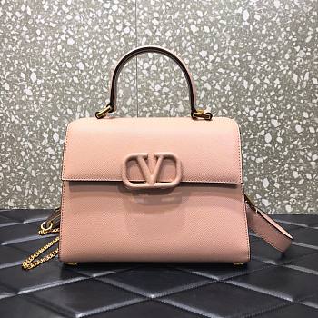 Valentino Medium Vsling Grainy Cafskin Handbag Beige | 2828