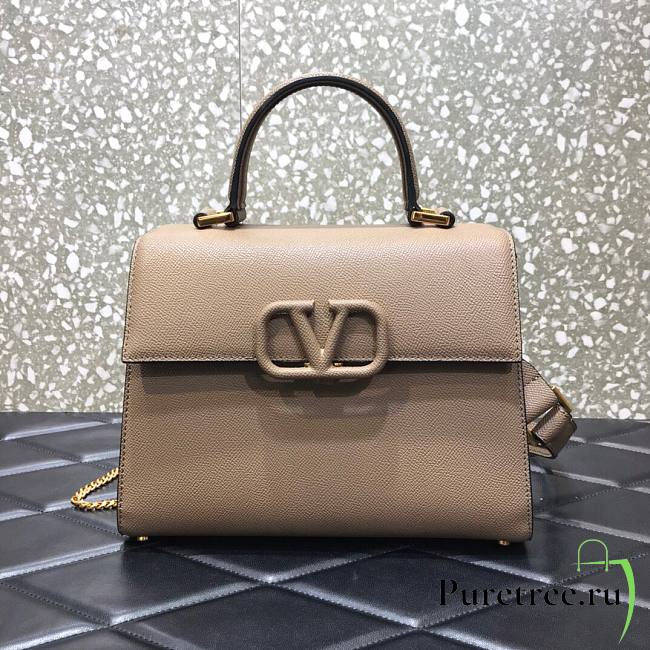 Valentino Medium Vsling Grainy Cafskin Handbag Light Brown | 2828 - 1