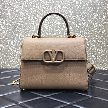 Valentino Medium Vsling Grainy Cafskin Handbag Light Brown | 2828