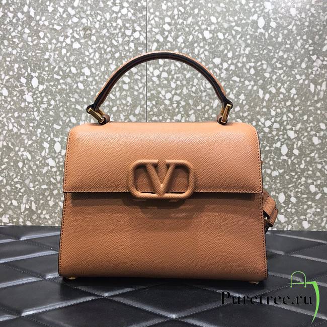 Valentino Medium Vsling Grainy Cafskin Handbag Brown | 2828 - 1