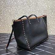 Valentino Grain Calfskin Leather Rockstud Reversible Tote Shopping Bag in Brown 33cm - 2