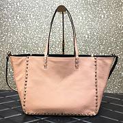 Valentino Grain Calfskin Leather Rockstud Reversible Tote Shopping Bag in Pink 33cm - 1