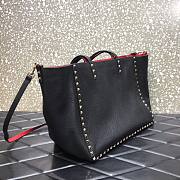 Valentino Grain Calfskin Leather Rockstud Reversible Tote Shopping Bag in Red 33cm - 4