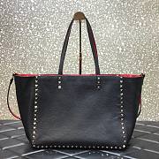 Valentino Grain Calfskin Leather Rockstud Reversible Tote Shopping Bag in Red 33cm - 5