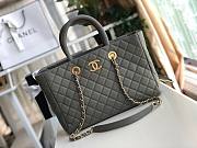 Chanel Quilted Grained Calfskin Small Shopping Bag Light Gray 30 - 1