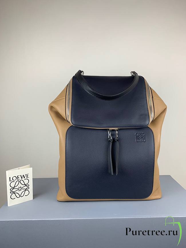 LOEWE Black Goya Backpack in blue / brown | 10268 - 1
