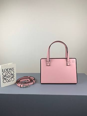LOEWE small Postal Black Small Leather Tote in pink