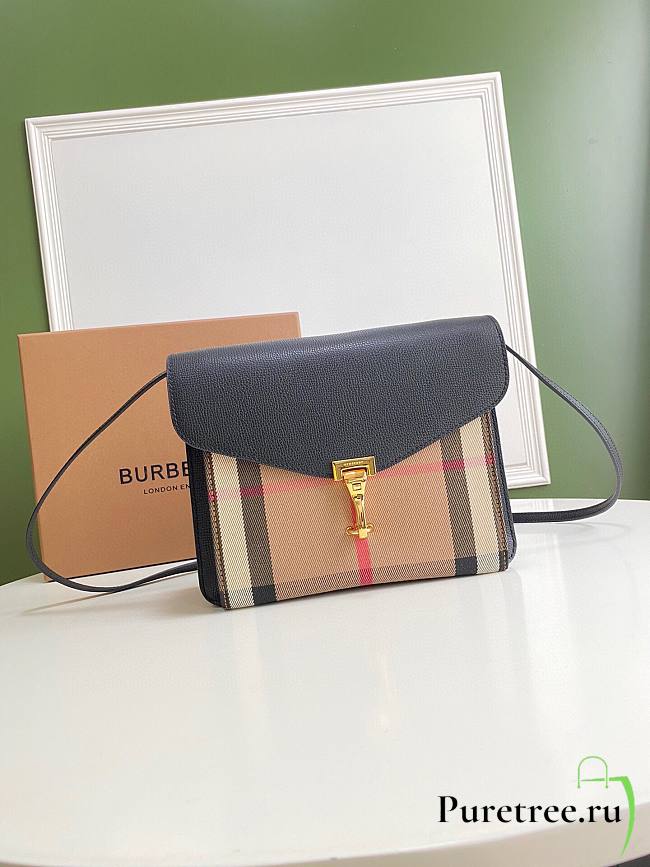 Burberry Small Leather House Check Crossbody Bag in Black - 1