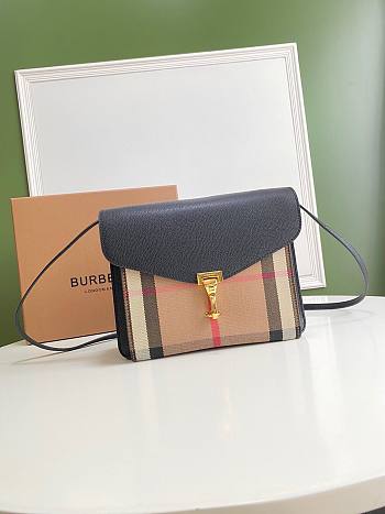 Burberry Small Leather House Check Crossbody Bag in Black