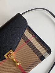 Burberry Small Leather House Check Crossbody Bag in Black - 6