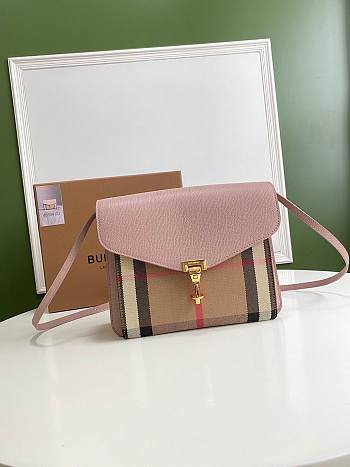 Burberry Small Leather House Check Crossbody Bag in Pink